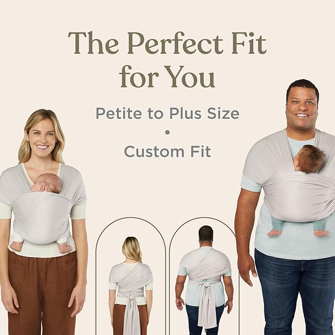 Ergobaby Sustainable Knit Aura Baby Carrier Wrap for Newborn to Toddler (8-25 lbs) - Comfortable, Ergonomic, & Ultra-Soft Newborn Wrap Carrier - One Size Fits Most - Rayon, Cream