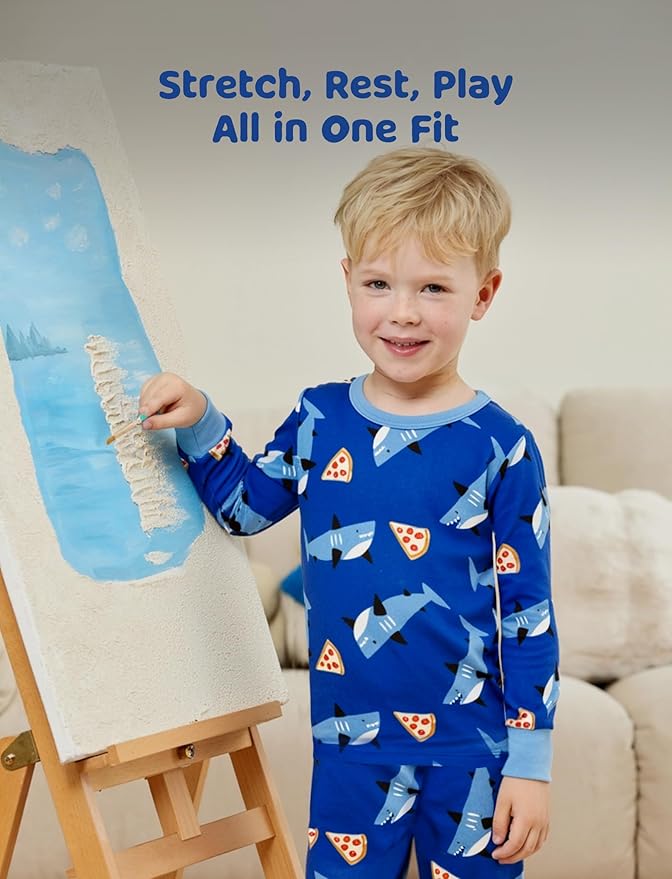 PATPAT Bamboo Viscose Pajama Sets for Toddler Boys & Girls Baby Kids, Ultra-soft Snug fit Pjs Sleepers for Birthday Holiday