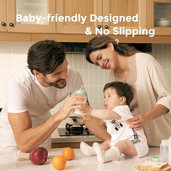 Momcozy Natural Baby Bottle, Wide-Neck, BPA Free Breast Milk Container, Storage Collection Bottle for Fridge & Milk Cooler, Breastfeeding Essential, 10 oz, 4 pcs