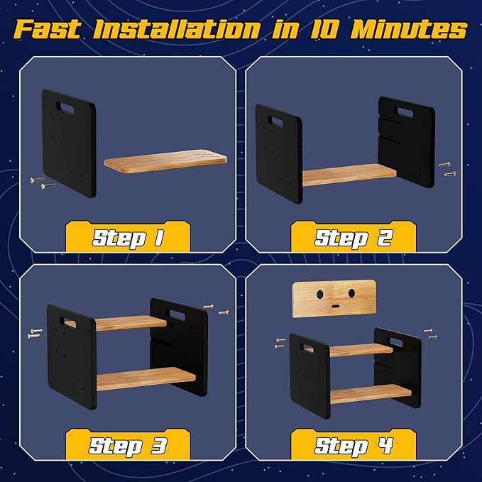 COSYLAND Kids Step Stool for Bathroom - Lovely Robot Shaped Potty Training Stool Toddler Step Stool for Toilet - Adjustable Height Kids Stepping Stool with Handle (Natural & Black)