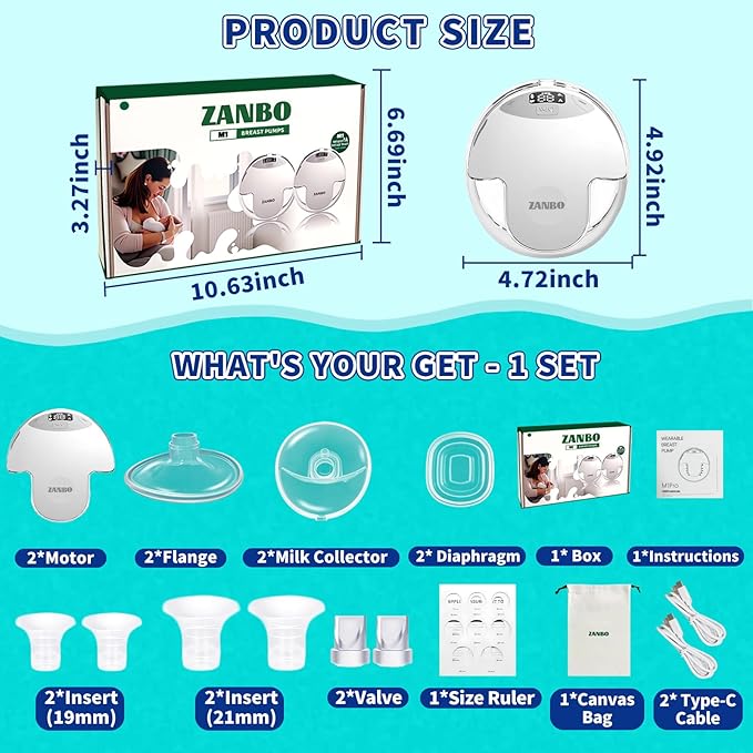 Electric Breast Pump 2025 Upgrade Hands Free Breast Pump 2-Pack 32db Ultra Quiet Wearable Breastfeeding Portable with 12 Levels & 4 Modes Portable Led Display + Dual Seal Tech