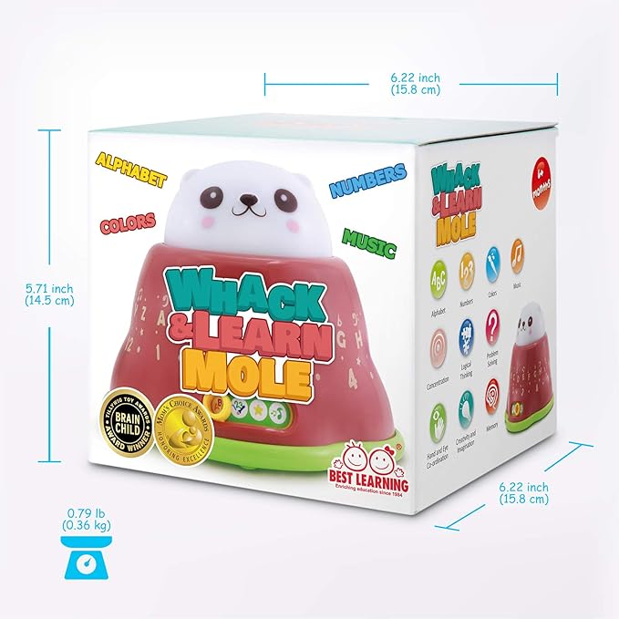 BEST LEARNING Whack and Learn Mole - Educational Interactive Light-Up Toy for Infants Babies Toddlers for 6 Month and up - First Baby Boy or Baby Girl Birthday Gift