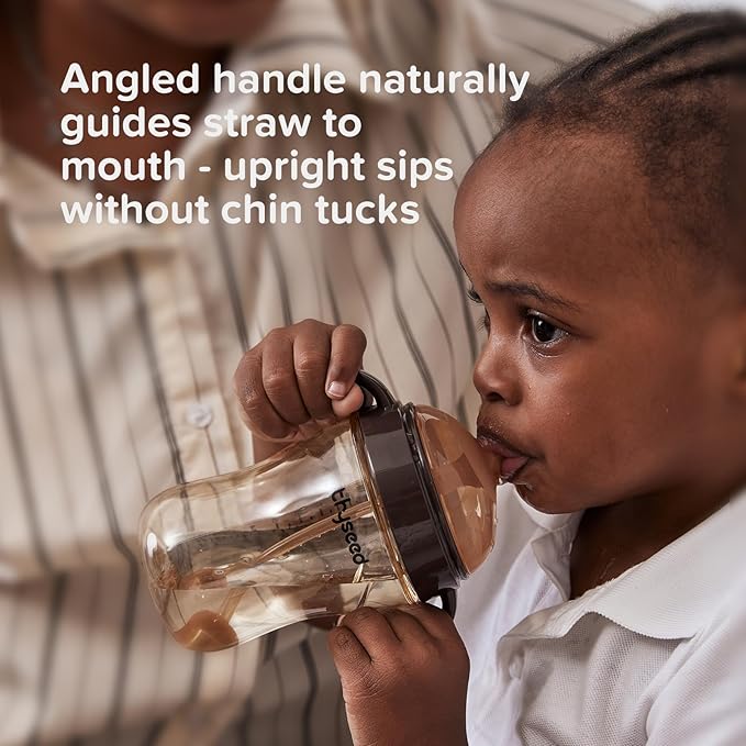 Thyseed PPSU Weighted Straw Cup with Handles Toddlers Transition Bottles to Sippy Cups No Spill Learner Milk Water Baby Bottle Soft Silicone Spout Dishwasher Safe BPA Free 6+ Months 10oz/300mL 2 Pack