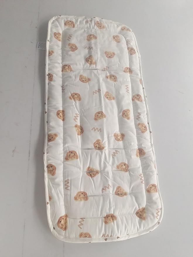 Baby Stroller Cushion,Infant Car Seat Insert-Reversible Universal Breathable and Soft Newborn Stroller Mat,100% Cotton Cover Toddler Seat Pad Liner-34x78cm,1 Pack(Happy Zoo)