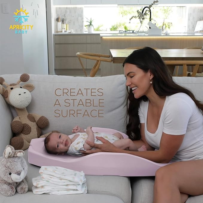 Apricity Baby Wipeable Changing Pad - Waterproof Baby Changing Pad with Raised Sides, Extra-Large 31.5" x 19.7" Diaper Changing Pad for Newborn to Toddler (Pink)
