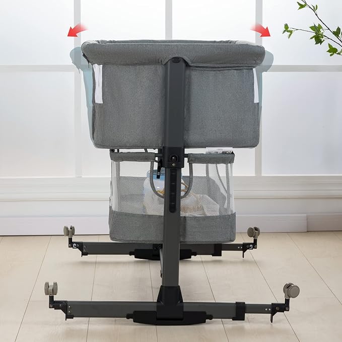 Ihoming Bassinet Bedside Sleeper for Baby, 3 in 1 Convertible Design, lnfant Bed Side Sleeper & Cradle Bassinets, Newborn Bedside Crib Attaches to Bed, Deep Grey