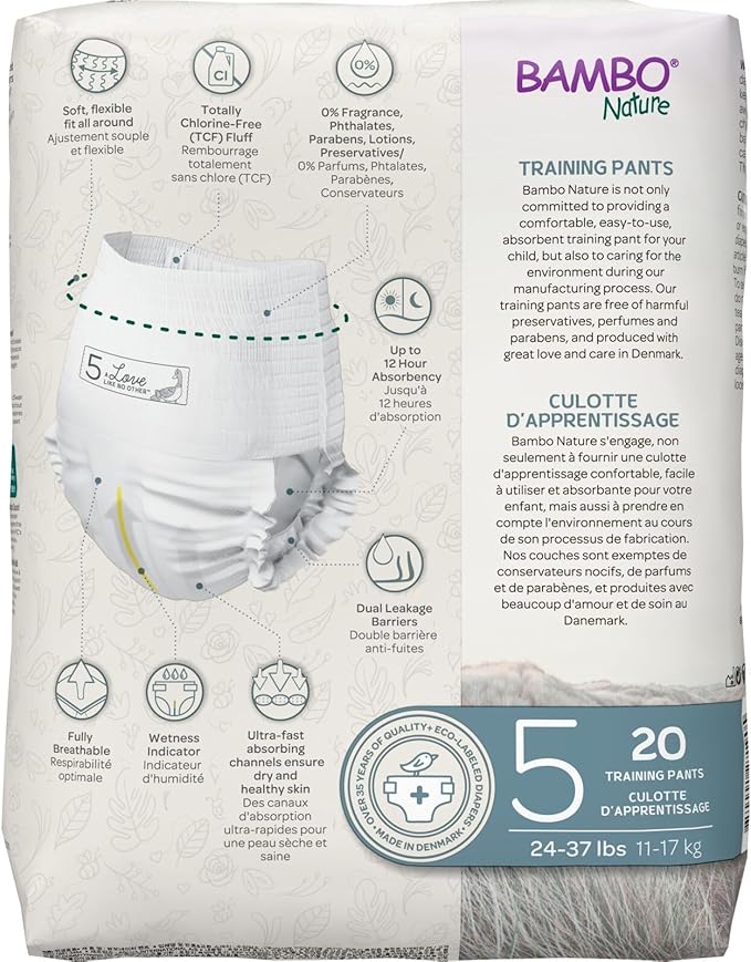 Bambo Nature Premium Training Pants (SIZES 4 TO 6 AVAILABLE), Size 5, 20 Count