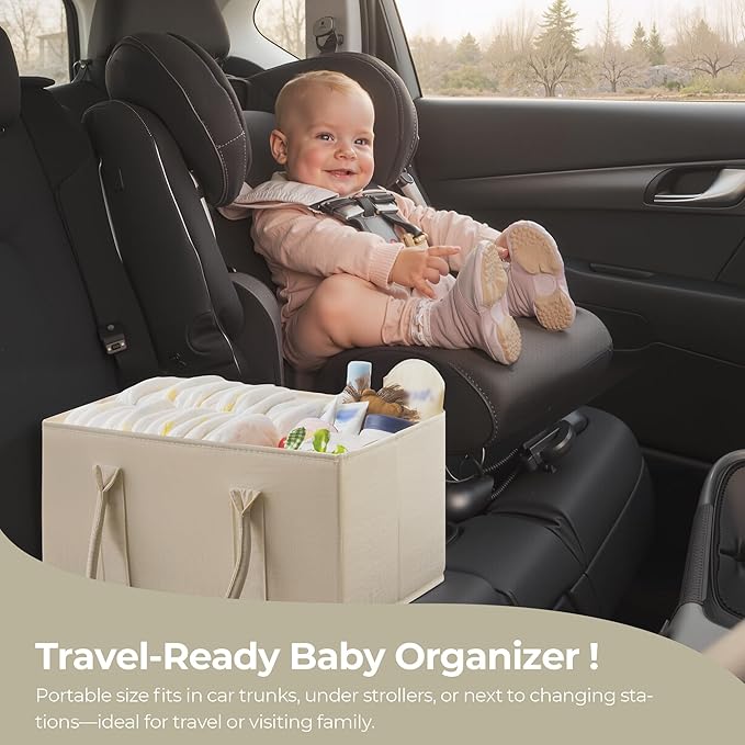 GRANNY SAYS Baby Diaper Caddy Organizer, Baby Bag for Diapers and Baby Wipes, Nurse Baskets for Changing Table, Car Organizer, Gift for Baby Shower, Newborn Essentials, Beige