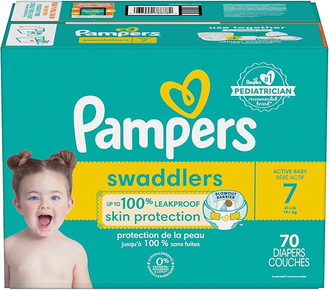 Pampers Baby Diapers - Swaddlers - Size 7, 70 Count, Ultra Absorbent Disposable Infant Diaper