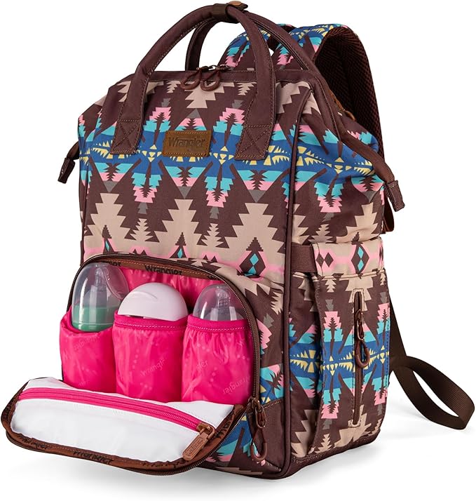 Montana West Wrangler Callie Diaper Bag Backpack with Stroller Straps Southwestern Multifunction Baby Travel Bag WG2210-9110CF