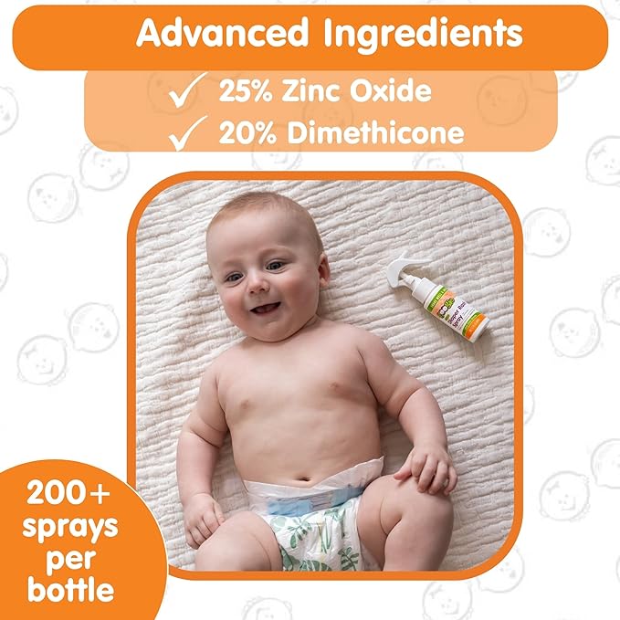 Baby Diaper Rash Cream Spray by Boogie Bottoms, No-Rub Touch Free Application for Sensitive Skin, Over 200 Sprays per Bottle, 1.7 oz, Pack of 3
