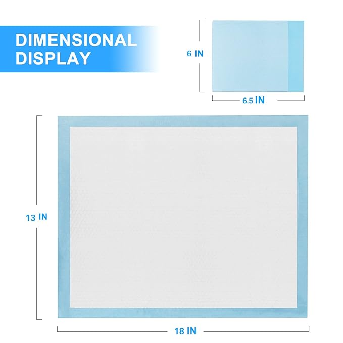 Disposable Changing Pad (100 Pack), Baby Incontinence Changing Pads Diaper UnderPads, Super Soft, Ultra Absorbent & Waterproof, Covers Any Surface for Baby Diaper Changes, 18 x 13inch (Blue)