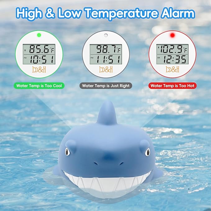 b&h Baby Bath Thermometer - Shark Thermometer for Water Temperature Monitoring, Digital Water & Room Temperature Reader, Safty Toddler Bathtub Floating Toy
