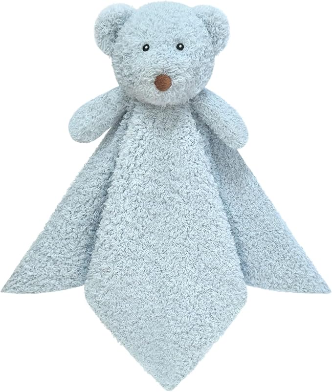 Baby Blue Teddy Bear Soft Stuffed Animal Security Blanket, Plush Bear Character Lovey Blanket, Baby Shower/Nursery Gift, Newborn Infant Toddler Snuggle Blankie for Boys Girls, 18 Inches