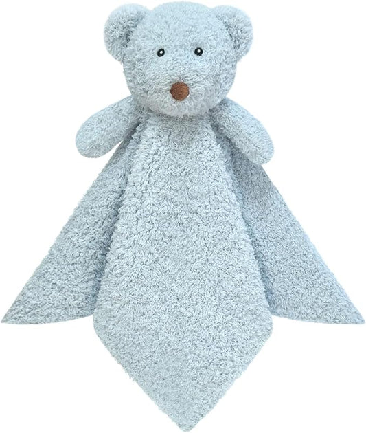 Baby Blue Teddy Bear Soft Stuffed Animal Security Blanket, Plush Bear Character Lovey Blanket, Baby Shower/Nursery Gift, Newborn Infant Toddler Snuggle Blankie for Boys Girls, 18 Inches