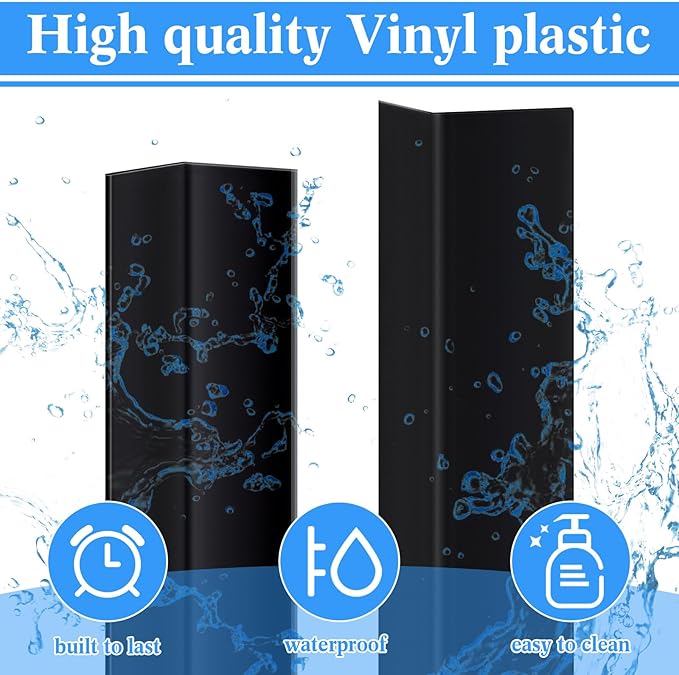Sasylvia 10 Pcs Wall Corner Protector Guards, Black Vinyl 3/4 x 36 Inch Corner Trim Molding, Avoid Scratching Scuffs, Ease Install and Cleaning for Door Countertop Furniture Cabinet Protection