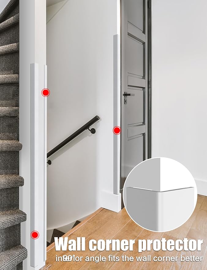 Frychee Wall Corner Protector, Walls Edge Protector,Self-Adhesive Wall Corner Guards,PVC Double Side Edge Protector, Furniture Stairs Guard (4, 2.5x150cm/0.98x59.1in)