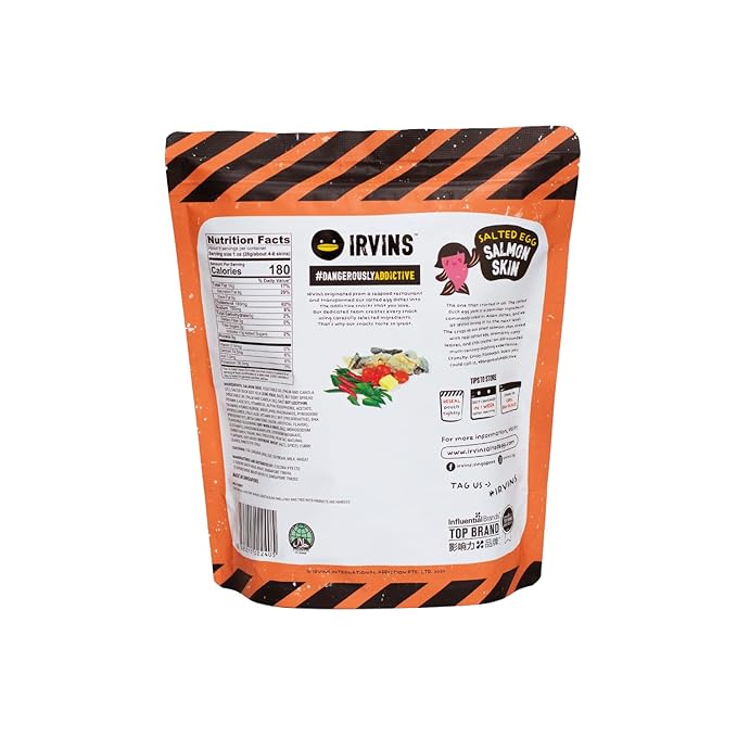 Irvins Salted Egg Salmon Skins, 3.7 Ounce (Pack of 3) (8.1oz (Pack of 3), Salted Egg)