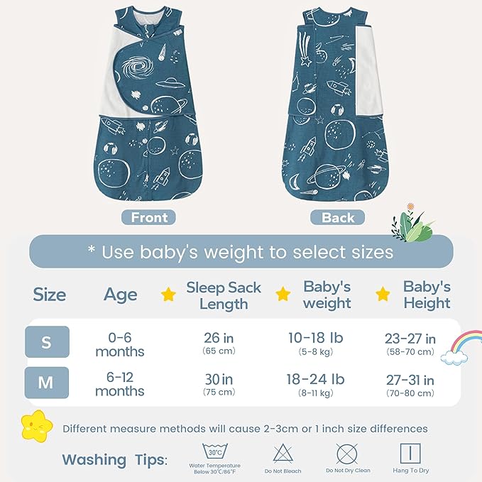 ZIGJOY Sleep Sack Swaddle 1.0 TOG Baby Wearable Blanket 100% Cotton Baby Swaddle Blanket for Newborns