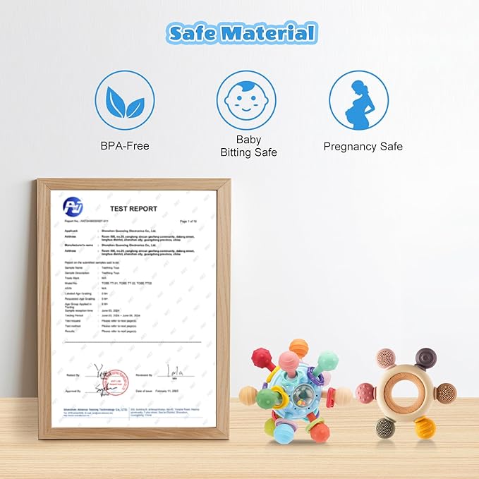 2 Pack Baby Teething Toys for 0-6 6-12 Months, BPA-Free Chew Teether Toys for Teething Pain Relief, Infant Sensory Rattles Toys, Gifts for Newborn Boys Girls 0 3 6 9 12 18 Months