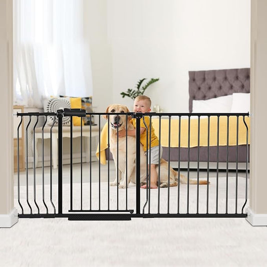 HOOEN 30" Tall Extra Wide Baby Gates 67 to 71.5 Inch Large Long Pressure Mounted Dog Gate for Doorways Stairs Child Safety Gates Tension Baby Gate Indoor Walk Through Gate for Kids or Pets
