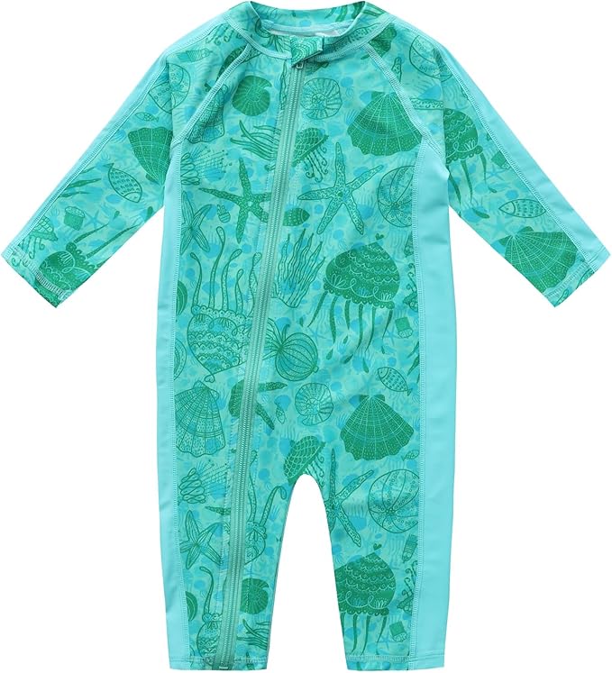 Baby Swimsuit UPF 50+ Sun Protection One Piece Zipper Beach Swimwear for Little Boys Girls Toddler