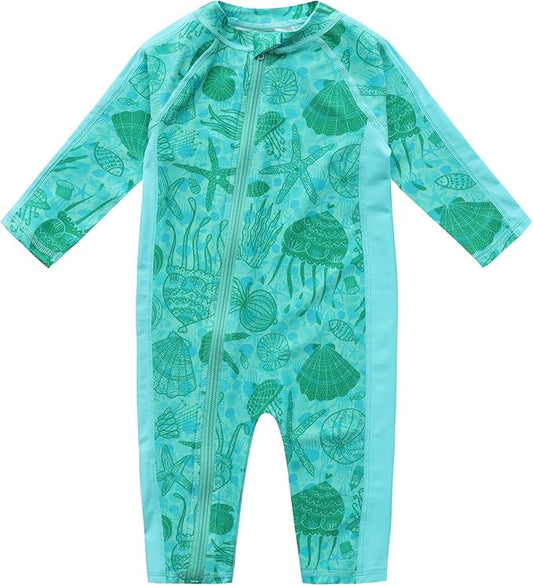 Baby Swimsuit UPF 50+ Sun Protection One Piece Zipper Beach Swimwear for Little Boys Girls Toddler