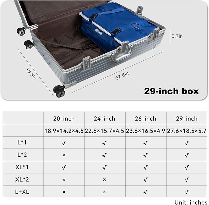 TABITORA Portable Hanging Travel Shelves Bag Packing Cube Organizer Suitcase Storage Large Capacity