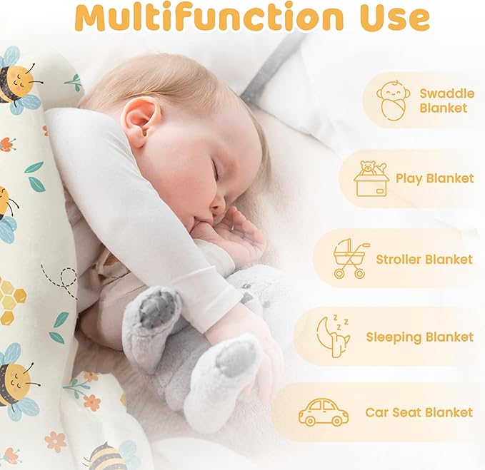 Bee Kid Blankets for Girls - 30 x 40 Soft Minky Blanket with Double Layer Dotted Backing - Gifts for Girl on Birthday Christmas