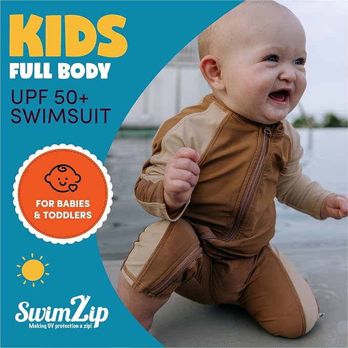 SwimZip Boys' Long-Sleeve UPF 50+ Swimsuit for Baby, Toddler, & Little Boys