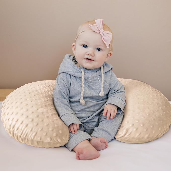 Konssy 2 Pack Nursing Pillow Covers, Soft and Comfortable Nursing Cover for Breastfeeding Pillows, Pillow Slipcover for Baby Girls Boys Newborn(Khaki, Flourish)