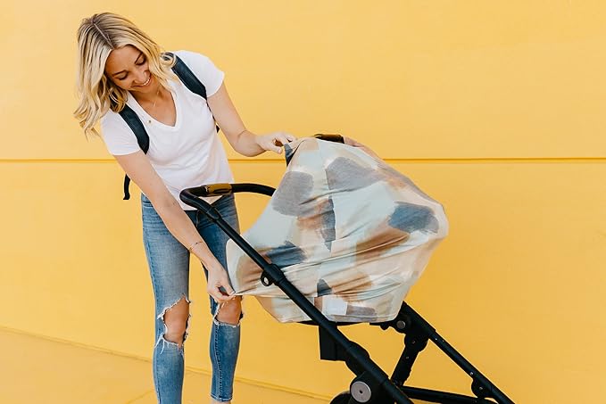 Copper Pearl Multi-Use Cover: Car Seat Covers, Nursing Cover, and Stroller Cover for Sun - Stretchy Fabric, All-Season Use, Stylish Designs, Easy Access for Moms - Picasso