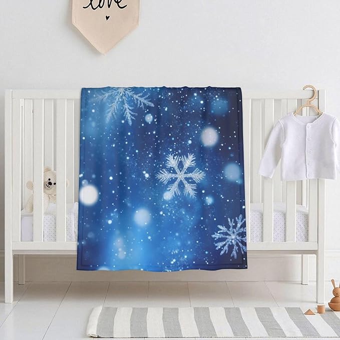 Baby Blanket Snowflake Snow Christmas Pattern Winter for Boy Girl Newborn 30x40 Inch Toddler Infant Nursery Throw Blankets Double Layer Comfy Soft Plush Stroller Crib Quilt