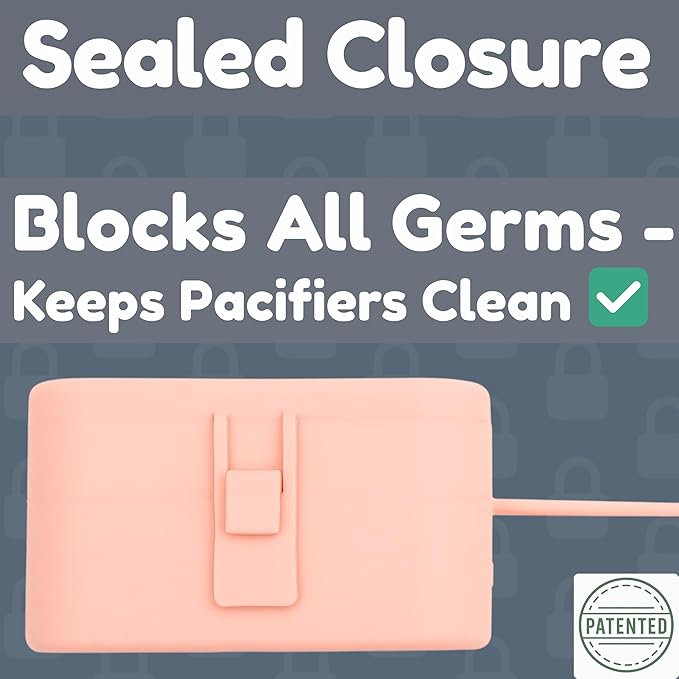 Silicone Pacifier Case - Hygienic Sealed Closure, One-Piece Easy-to-Clean Design,100% Food-Grade, BPA-Free Baby Pacifier Holder Case, Binky Holder, Attach to Any Diaper Bag or Stroller - Baby’s Aid