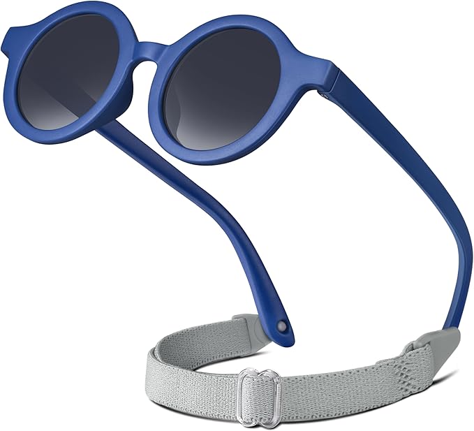 RIVBOS Baby Wrap Polarized UV400 Sunglasses - Soft Frame with Secure Strap for Infant and Newborn (0-24 Months) RBK069