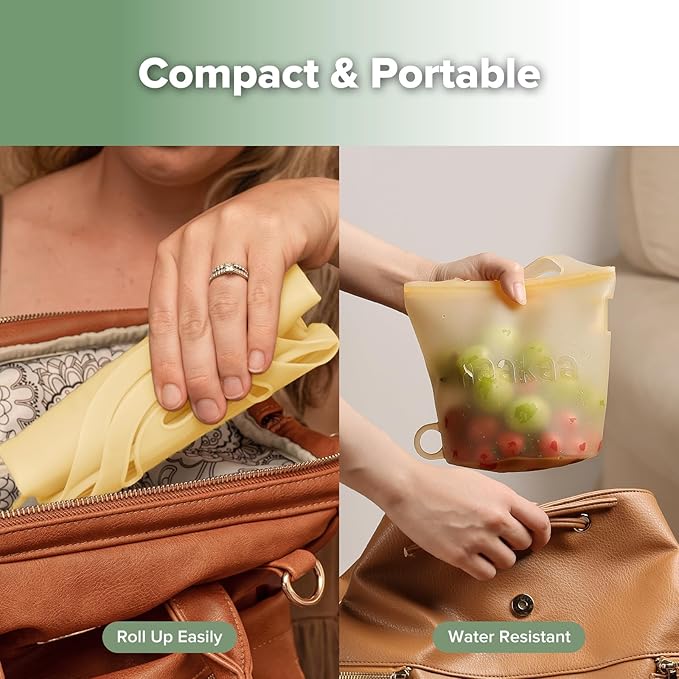 Haakaa Silicone Travel Microwave Steamer & Steriliser Bag, 30oz/900mlReusable Silicone Steaming Bags for Baby Small Items, Pacifiers, Teethers or Baby Cups, Great for Home and On-The-Go,Pineapple/1PC