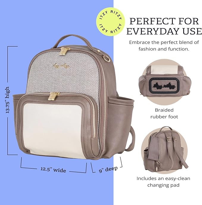 Itzy Ritzy Unisex Baby Mini Diaper Bag, Vanilla Latte-Plus