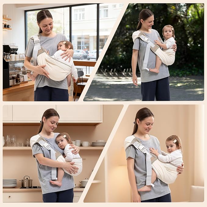 Baby Carrier Newborn to Toddler, Baby Sling Carrier, Toddler Carrier 25-60 lbs with Adjustable Straps, Soft Padded Edges, Lightweight and Travel-Friendly Newborn Baby Carrier