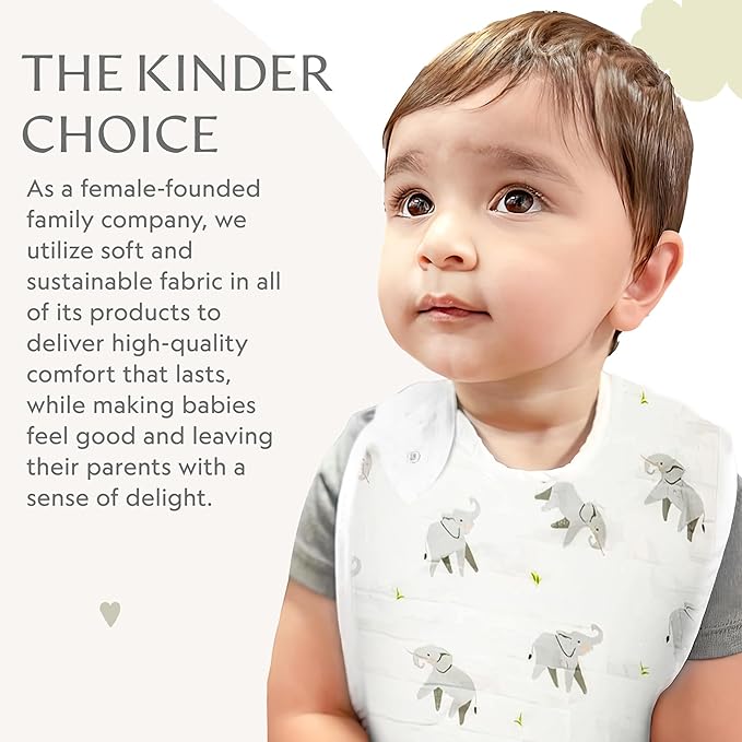 Bamboo Little Baby Bibs (Pack of 2) - Bibs with Adjustable Snaps- Absorbent Terry Backing