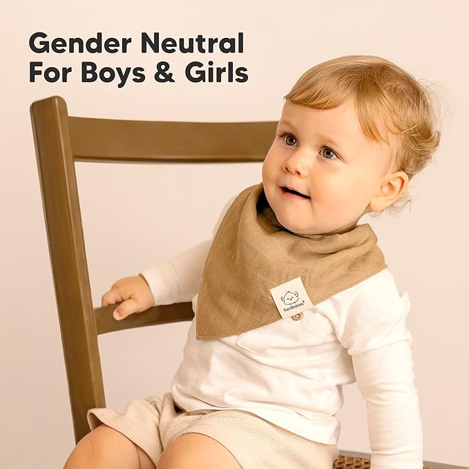 8-Pack Muslin Baby Bibs for Boys, Girls - Muslin Bandana Drool Bibs for Baby Girl & Boy, Drooling Newborn, Teething Toddler, Infant 0-36 Months, 100% Cotton Extra Absorbent & Soft (Pine)