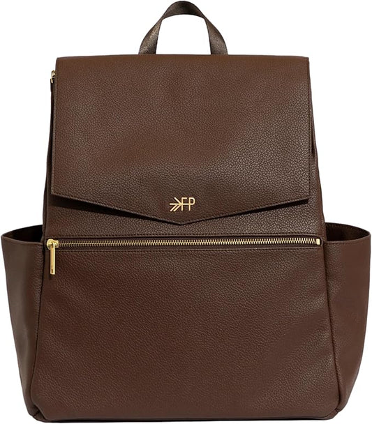 Freshly Picked Classic II Diaper Bag Backpack, Wipeable Vegan Leather With Changing Pad, Convertible (Espresso V2)