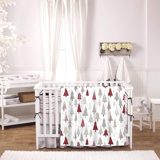 Baby Blanket Pine Tree Christmas Pattern Xmas for Boy Girl Newborn 30x40 Inch Toddler Infant Nursery Throw Blankets Double Layer Comfy Soft Plush Stroller Crib Quilt