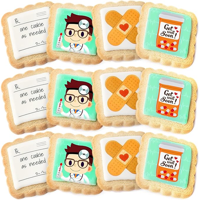 Get Well Soon Gift Cookies Basket Box For Kids and Adults After Surgery Care Package Feel Better Sick | 12 PACK | Nut Free | Kosher