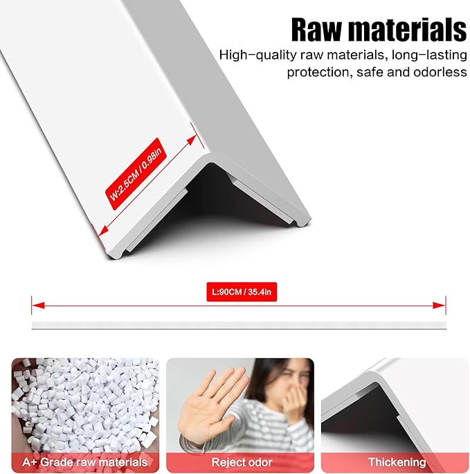 Frychee Wall Corner Protector, Walls Edge Protector,Self-Adhesive Wall Corner Guards,PVC Double Side Edge Protector, Furniture Stairs Guard (2, 2.5x90cm/0.98x35.4in)