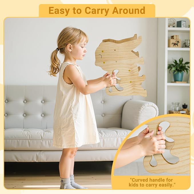 COSYLAND Toddler Step Stool for Bathroom Sink - Height Adjustable 2 Step Stool for Kids - Lovely Cat Style Wooden Potty Training Stool with Handles for Bathroom, Kitchen, Bedroom (Natural)