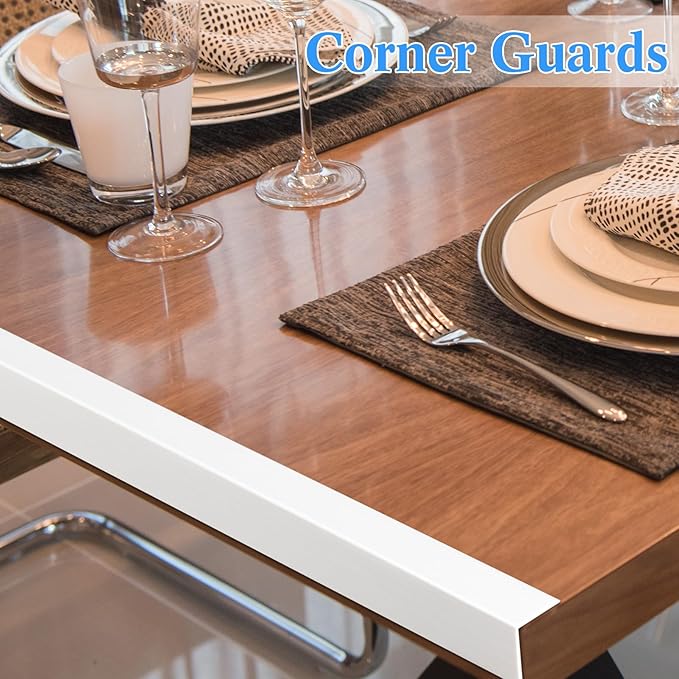 Sasylvia 10 Pcs Wall Corner Protector Guards, Vinyl 1-1/8 x 48 Inches Corner Trim Molding, Avoid Scratching Scuffs, Ease Install and Cleaning for Door Tables Countertop Furniture Cabinet Protection