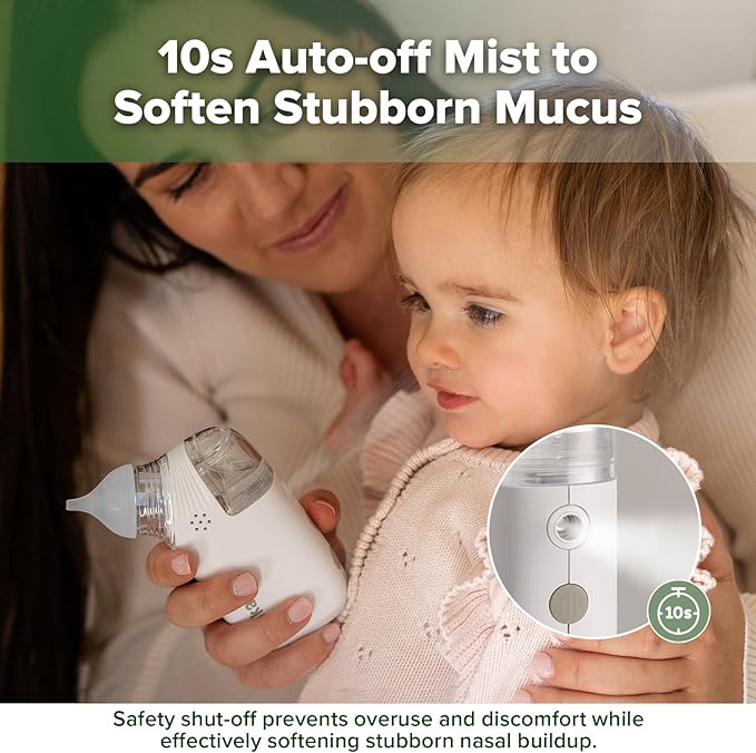 Haakaa Nasal Aspirator for Baby, 2-in-1 Electric Baby Nasal Aspirator with Sprayer β Baby Nose Sucker, Nose Sucker for Baby β 5 Adjustable Suction Levels up to 65kPa, Quiet, Music & Lights