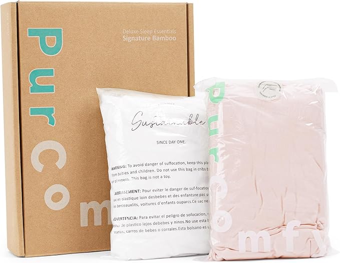 PurComfy Supersoft Crib Sheets 2-Pack, Premium Bamboo Viscose Stretchy Fitted Crib Sheet, Hypoallergenic Breathable Crib Sheets Boy Girl, Neutral Baby Crib Mattress Sheet, 9'' Extra Deep Pocket