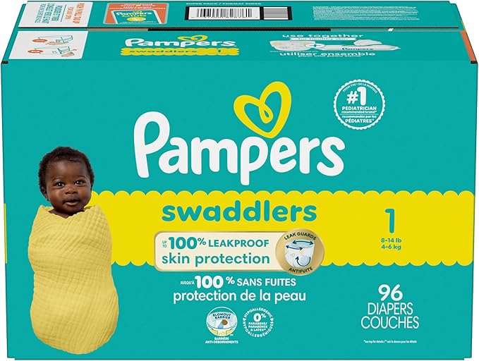 Pampers Baby Diapers - Swaddlers - Size 1, 96 Count, Ultra Absorbent Disposable Infant Diaper