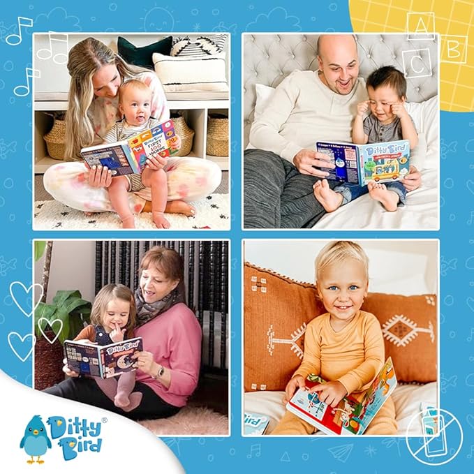 Ditty Bird Musical Books for Toddlers | Fun Children's Nursery Rhyme Book | The Wheels On The Bus Book with Sound | Interactive Toddler Books for 1 Year Old to 3 Year Olds | Sturdy Baby Sound Books